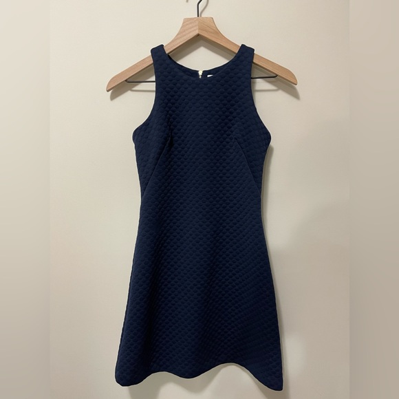 Amanda Uprichard Quilted Navy Sleeveless Mini Skater Style Dress - Picture 3 of 8